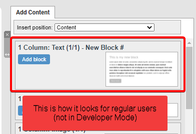img: shows the new block in the Add Content list
